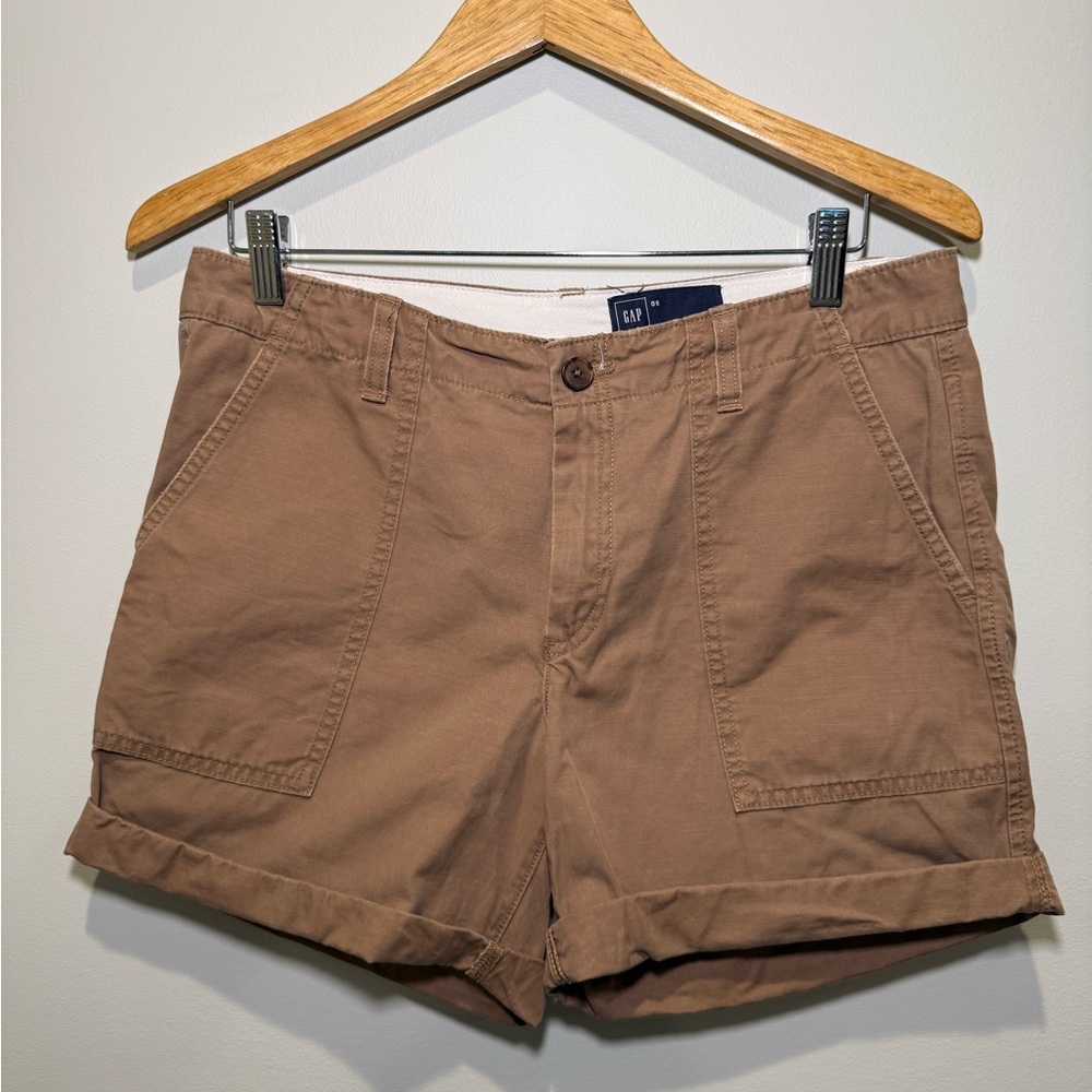 GAP Women's Spring Brown Utility Chino Shorts with Adjustable Inseam Size 6